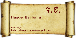 Hayde Barbara névjegykártya